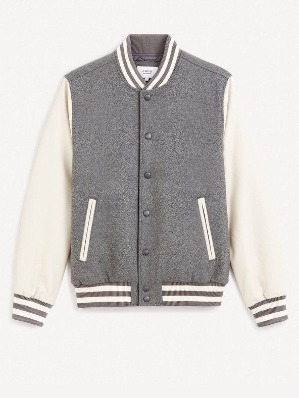 Celio Krémszürke és szürke férfi gyapjúkeverék bomber Celio Fuvarsi-tól