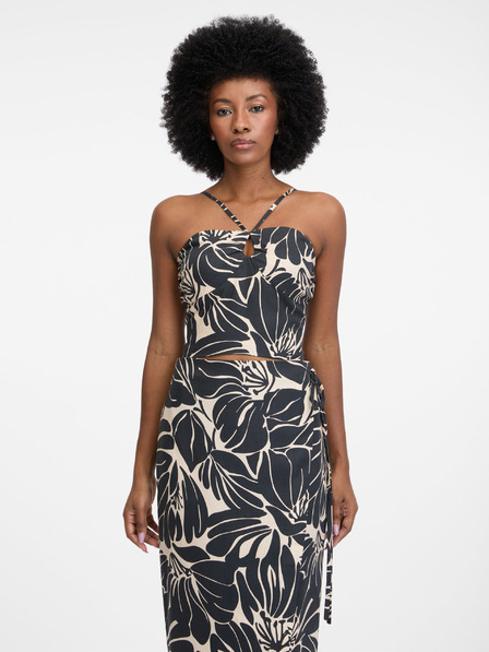 Orsay ORSAY fekete női crop mintás tank top