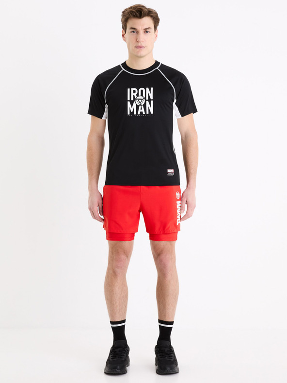 Celio Fekete férfi sport póló Celio Marvel Iron Man sportpóló