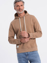 Ombre Clothing Barna férfi kapucnis pulóver kenguru gallérral és kapucnival Ombre Ruházat