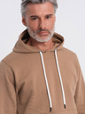 Ombre Clothing Barna férfi kapucnis pulóver kenguru gallérral és kapucnival Ombre Ruházat