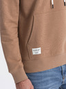 Ombre Clothing Barna férfi kapucnis pulóver kenguru gallérral és kapucnival Ombre Ruházat