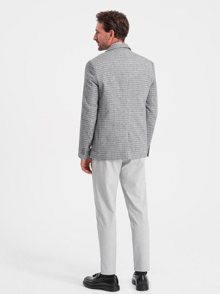 Ombre Clothing Férfi szürke kockás zakó gyapjúkeverékkel Ombre Clothing