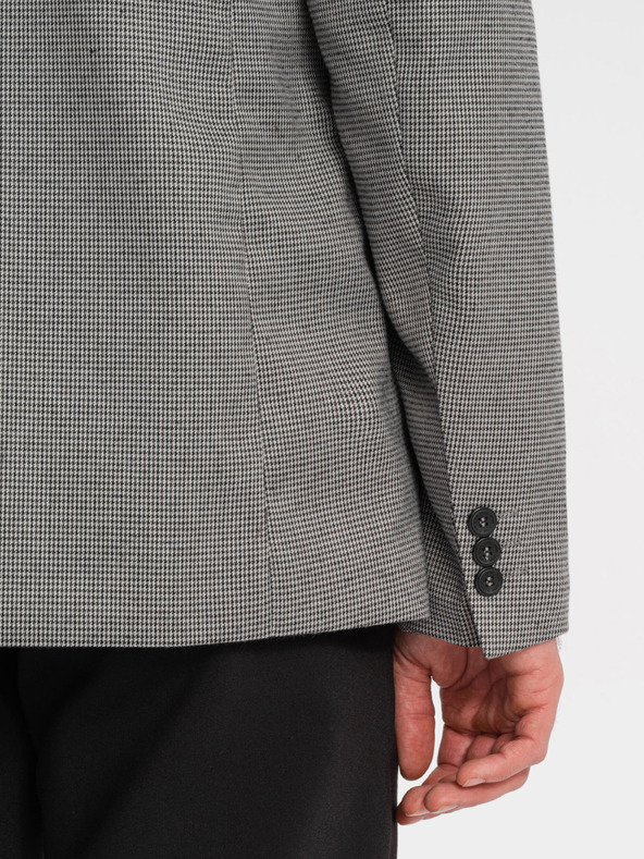 Ombre Clothing Szürke férfi finom kockás blézer Ombre Ruházat