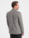 Ombre Clothing Szürke férfi finom kockás blézer Ombre Ruházat