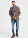 Ombre Clothing Barna férfi finom kockás blézer Ombre Ruházat