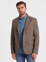 Ombre Clothing Barna férfi finom kockás blézer Ombre Ruházat
