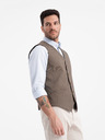 Ombre Clothing Barna férfi jacquard mellény Ombre Ruházat
