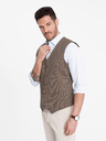 Ombre Clothing Barna férfi jacquard mellény Ombre Ruházat