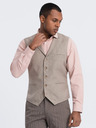 Ombre Clothing Bézs színű férfi öltöny mellény gallérral Ombre Ruházat