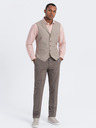Ombre Clothing Bézs színű férfi öltöny mellény gallérral Ombre Ruházat