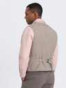 Ombre Clothing Bézs színű férfi öltöny mellény gallérral Ombre Ruházat