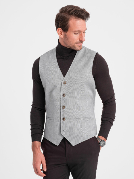 Ombre Clothing Világosszürke férfi jacquard mellény Ombre Ruházat
