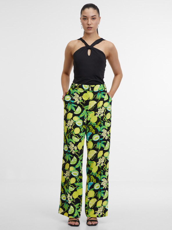 Orsay ORSAY fekete és sárga női mintás nadrág