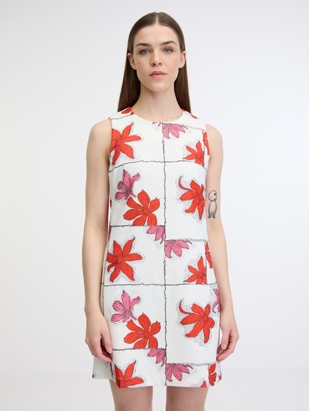 Desigual Piros-fehér női virágos miniruha Desigual Houston