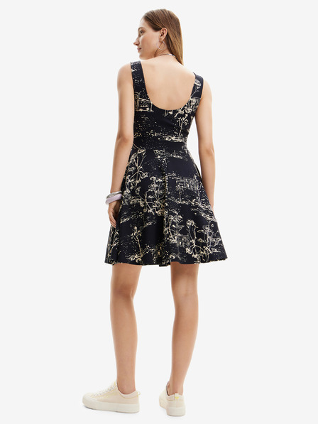 Desigual Krémszínű és fekete női mintás ruha Desigual Tually Tually