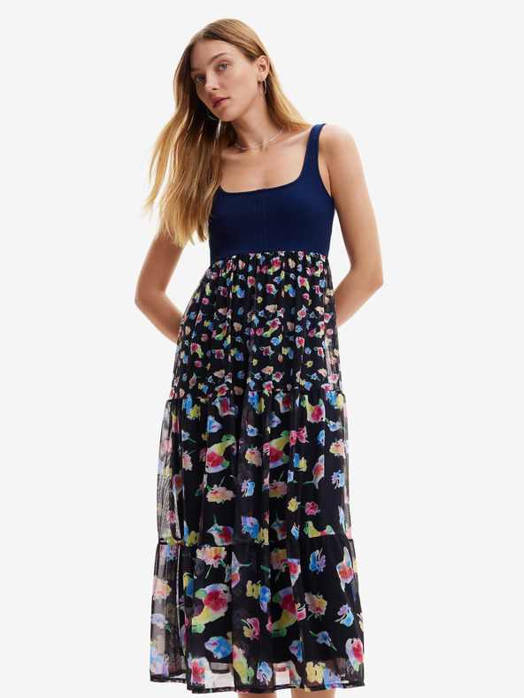 Desigual Sötétkék női virágos maxiruha Desigual Vancouver
