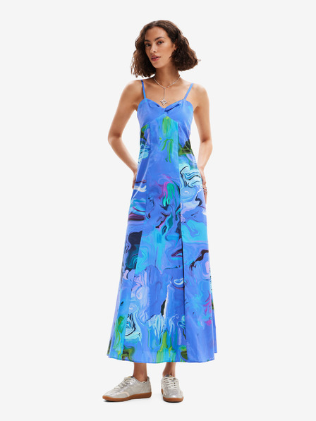 Desigual Kék női virágos maxi ruha Desigual Bleu kék női virágos ruha