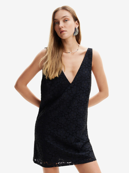 Desigual Fekete női Desigual csipkés ruha
