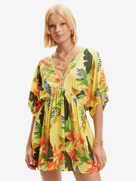 Desigual Sárga Női virágos Beach ruha Desigual Top Trópusi party
