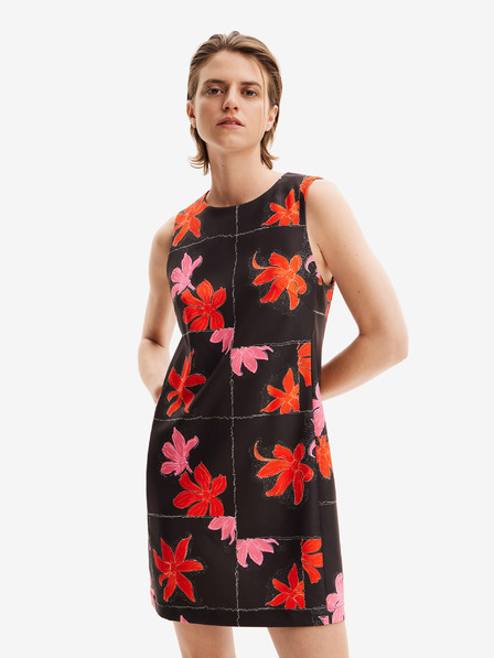 Desigual Piros és fekete női virágos mini ruha Desigual Houston