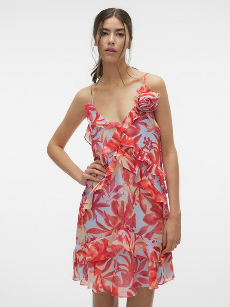 Vero Moda Vero Moda Marie krém és piros női virágos ruha krém és piros színben