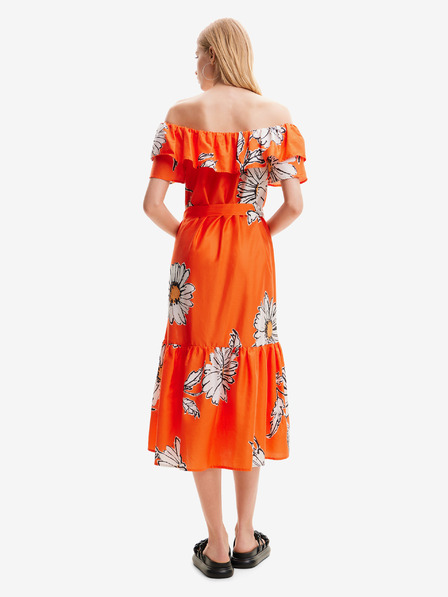 Desigual Narancssárga női virágos midiruha Desigual Georgeo