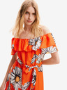 Desigual Narancssárga női virágos midiruha Desigual Georgeo