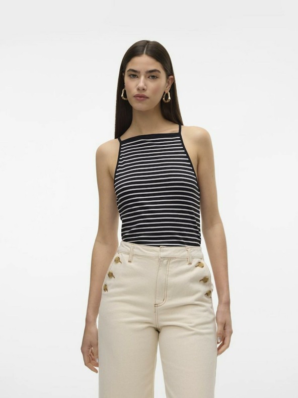 AWARE by VERO MODA Fekete női csíkos pulóver AWARE by VERO MODA Wett