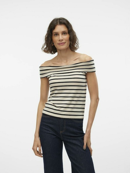 AWARE by VERO MODA Fekete és krémszínű női csíkos felső AWARE by VERO MODA Kenzi Fiona Kenzi Fiona