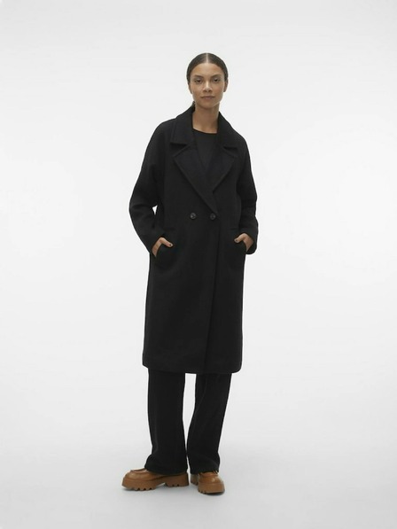 Vero Moda Fekete női gyapjú keverék kabát VERO MODA Hazel