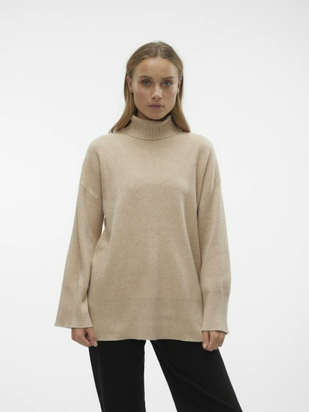 Vero Moda Bézs színű női garbó VERO MODA Goldneedle garbó pulóver