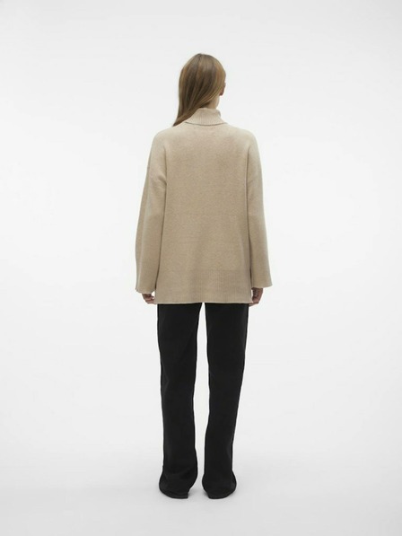 Vero Moda Bézs színű női garbó VERO MODA Goldneedle garbó pulóver