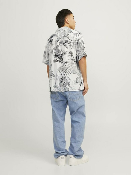 Jack & Jones Fehér és szürke férfi mintás rövid ujjú ing Jack & Jones Guru fehér és szürke férfi rövid ujjú ing