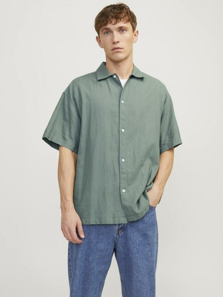 Jack & Jones Zöld férfi rövid ujjú lenvászon ing Jack & Jones Faro