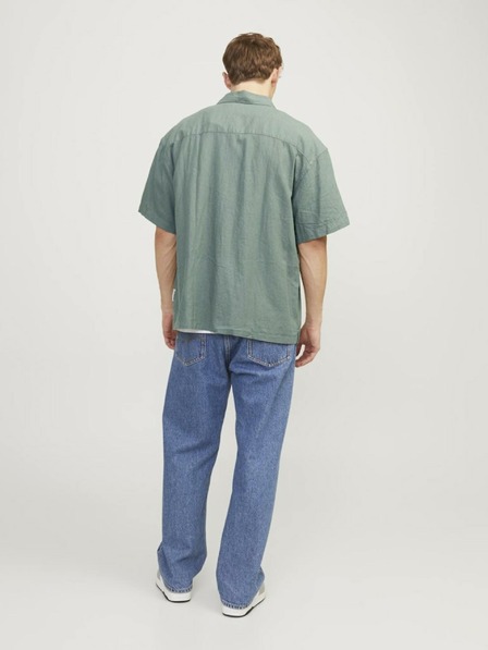 Jack & Jones Zöld férfi rövid ujjú lenvászon ing Jack & Jones Faro