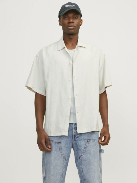 Jack & Jones Cream férfi rövid ujjú lenvászon ing Jack & Jones Faro