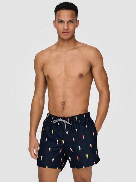 ONLY & SONS Sötétkék férfi mintás fürdőruha ONLY & SONS Ted
