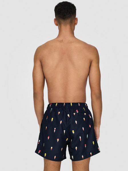 ONLY & SONS Sötétkék férfi mintás fürdőruha ONLY & SONS Ted