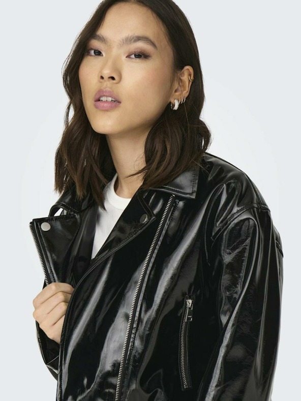 ONLY Fekete női bőrkabát ONLY Simone