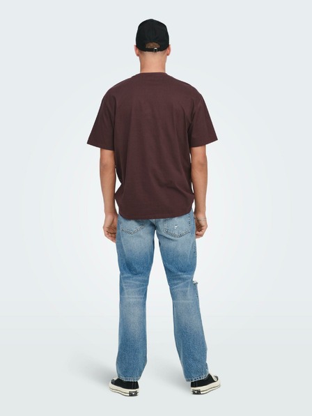 ONLY & SONS ONLY & SONS Fred bordó alap póló