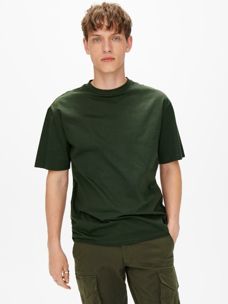ONLY & SONS Sötétzöld férfi basic póló ONLY & SONS Fred