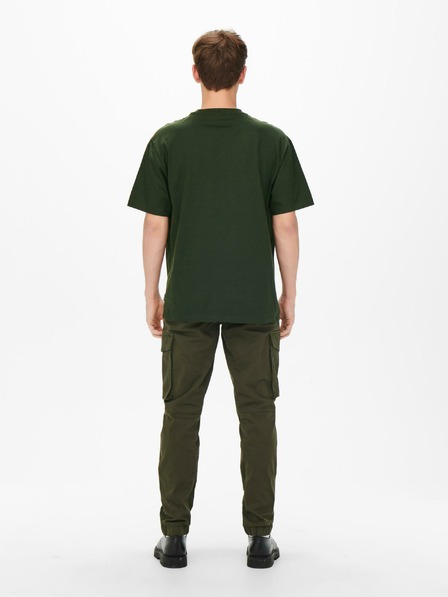 ONLY & SONS Sötétzöld férfi basic póló ONLY & SONS Fred
