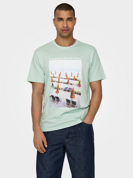 ONLY & SONS Világoszöld férfi póló ONLY & SONS Kolton