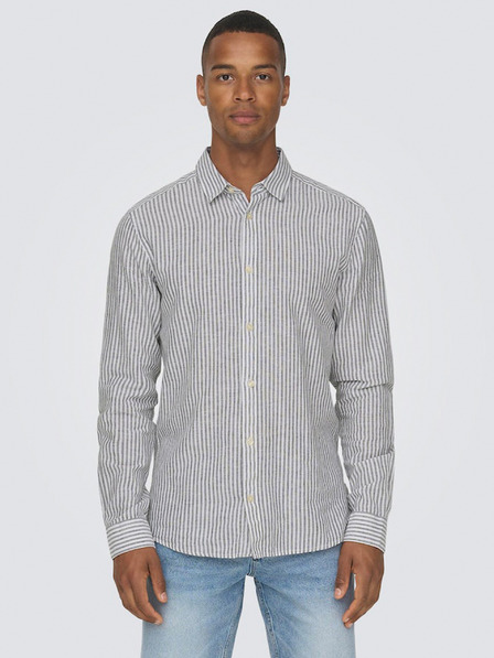 ONLY & SONS Fehér és kék férfi csíkos vászoning ONLY & SONS Caiden