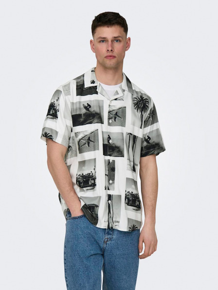 ONLY & SONS Fekete-fehér férfi mintás ing ONLY & SONS Nano