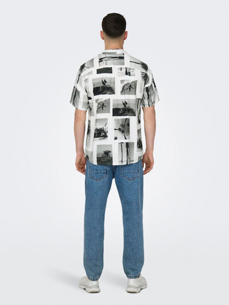 ONLY & SONS Fekete-fehér férfi mintás ing ONLY & SONS Nano