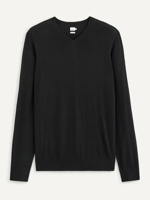 Celio Fekete gyapjú pulóver Celio Semeriv