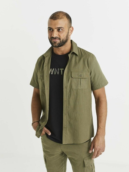 Celio Khaki színű férfi ing zsebekkel Celio