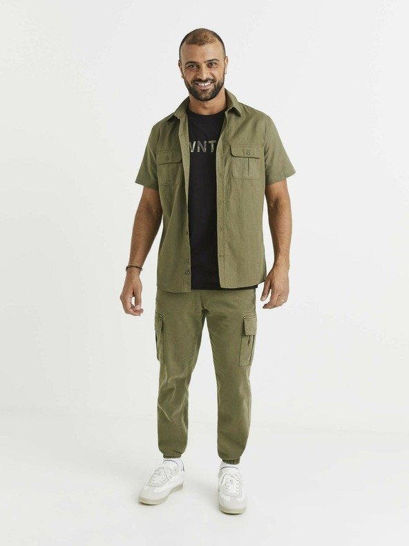 Celio Khaki színű férfi ing zsebekkel Celio